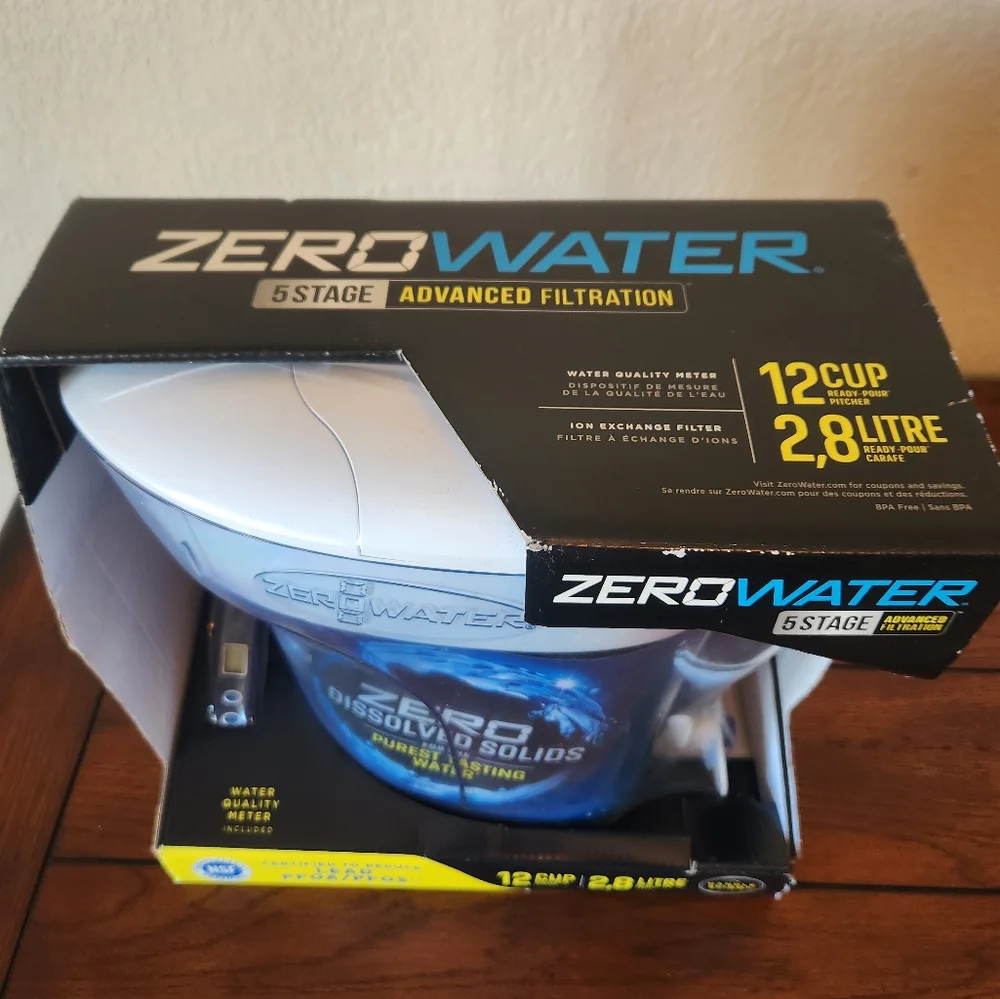ZeroWater Ready-Pour 12 cups Blue Water Filtration Pitcher - Picture 2 of 7